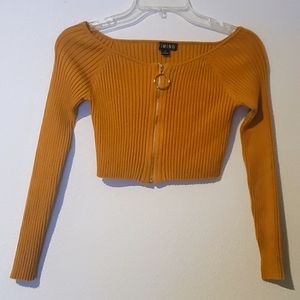 Mustard Off Shoulder Crop Top